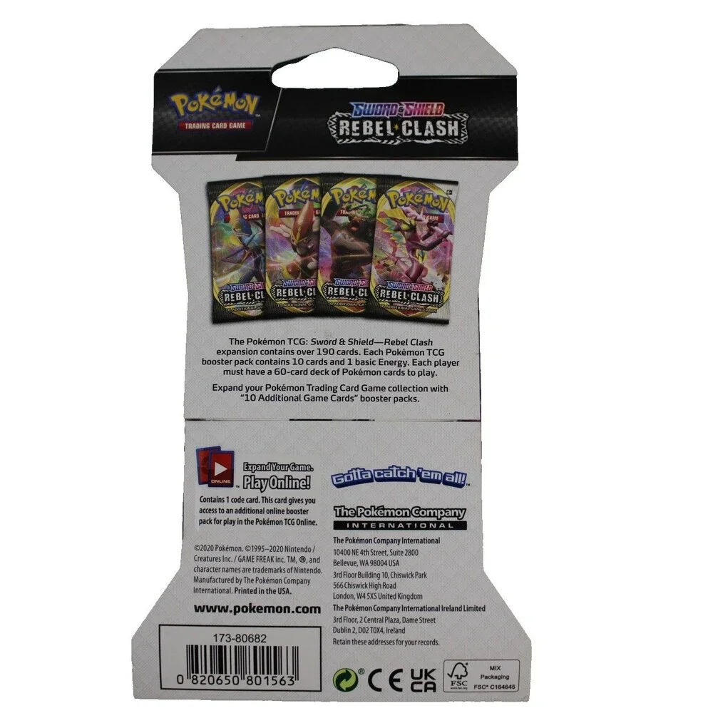 Pokemon TCG Sword & Shield Rebel Clash Sleeved 2 Booster Packs! Both Blisters!